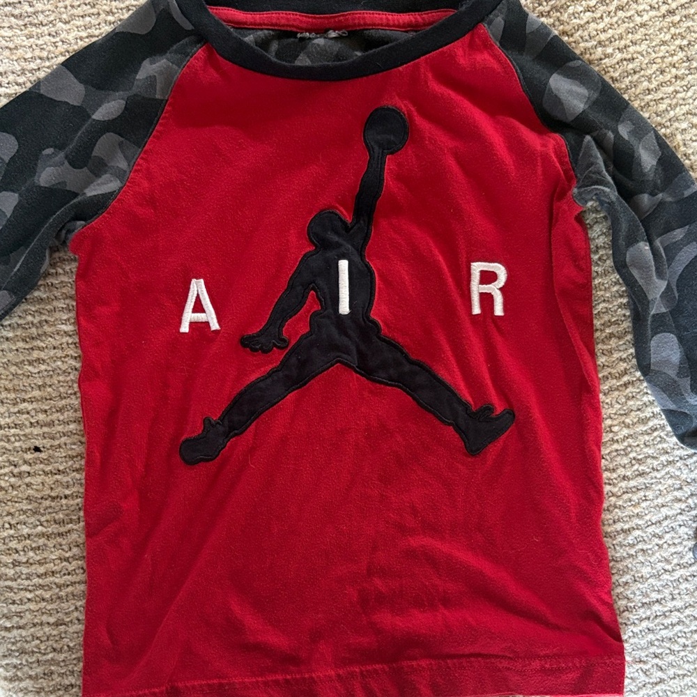 Nike Kids Red and Camouflage Long Sleeve Tee